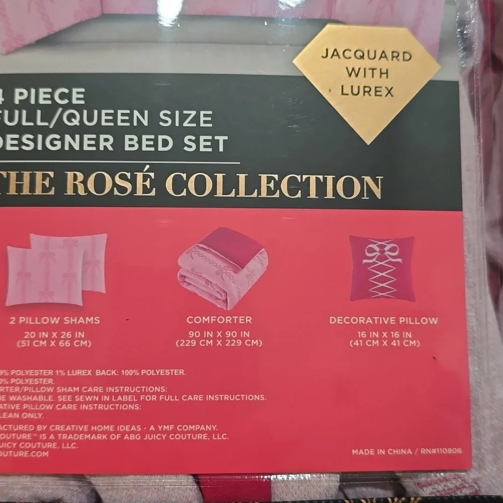 Juicy Couture Home The Rose Collection Pink Bow-Pattern 4-PC Comforter Set